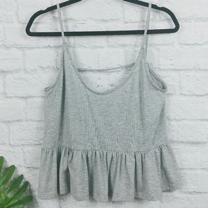 H & M DIVIDED Peplum Crop Top Grey Medium